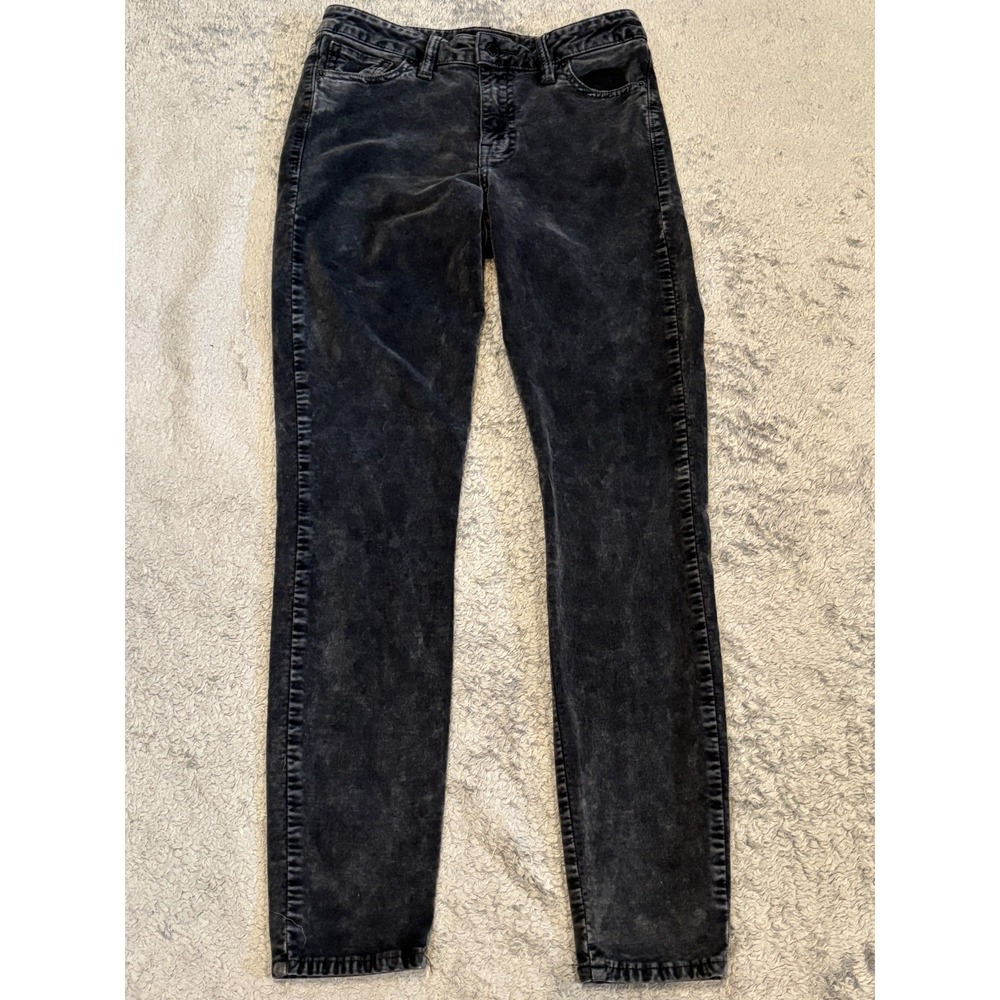 Lucky Brand Jeans Womens 2/26 Ava Super Skinny Gray Velvet Pants Mid Rise